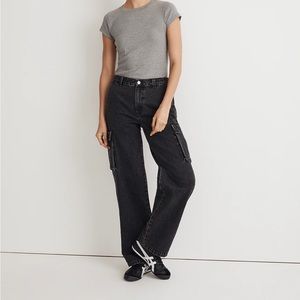 Low-Slung Straight Cargo Jeans in Ranney Wash size 27.